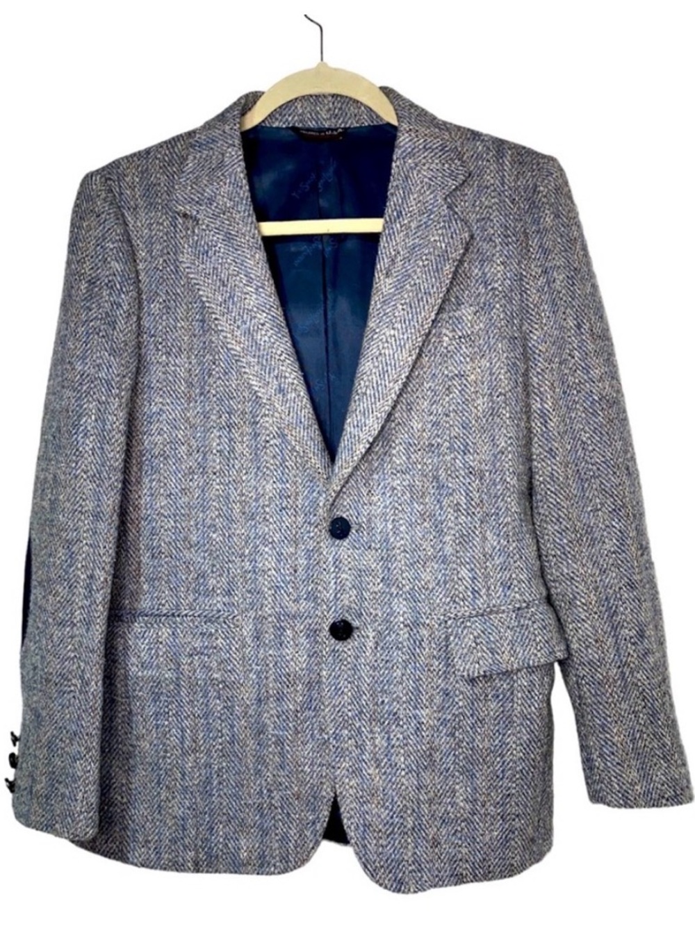 Yves Saint Laurent Herringbone Wool Blazer with Elbow Patches